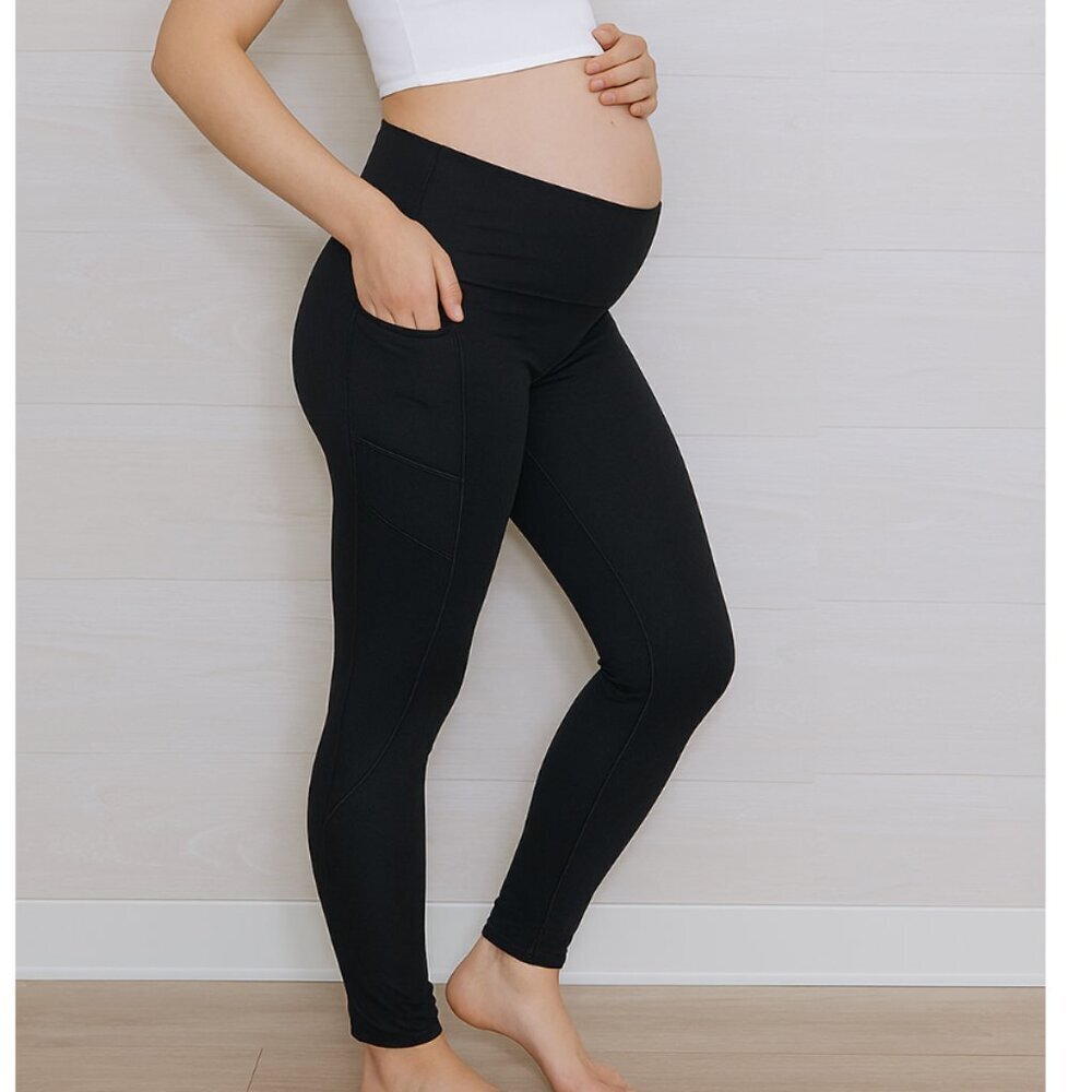 BLANQI Maternity Leggings Women’s Black High Rise Over Belly Support Stretch